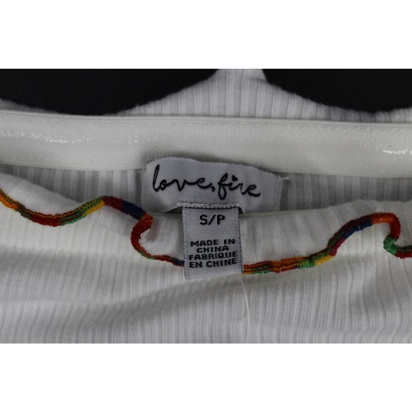 NWT Love Fire white stretchy off‎ the shoulder crop top small - Picture 2 of 7